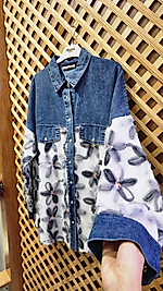 Çiçek işlemeli Kot ceket